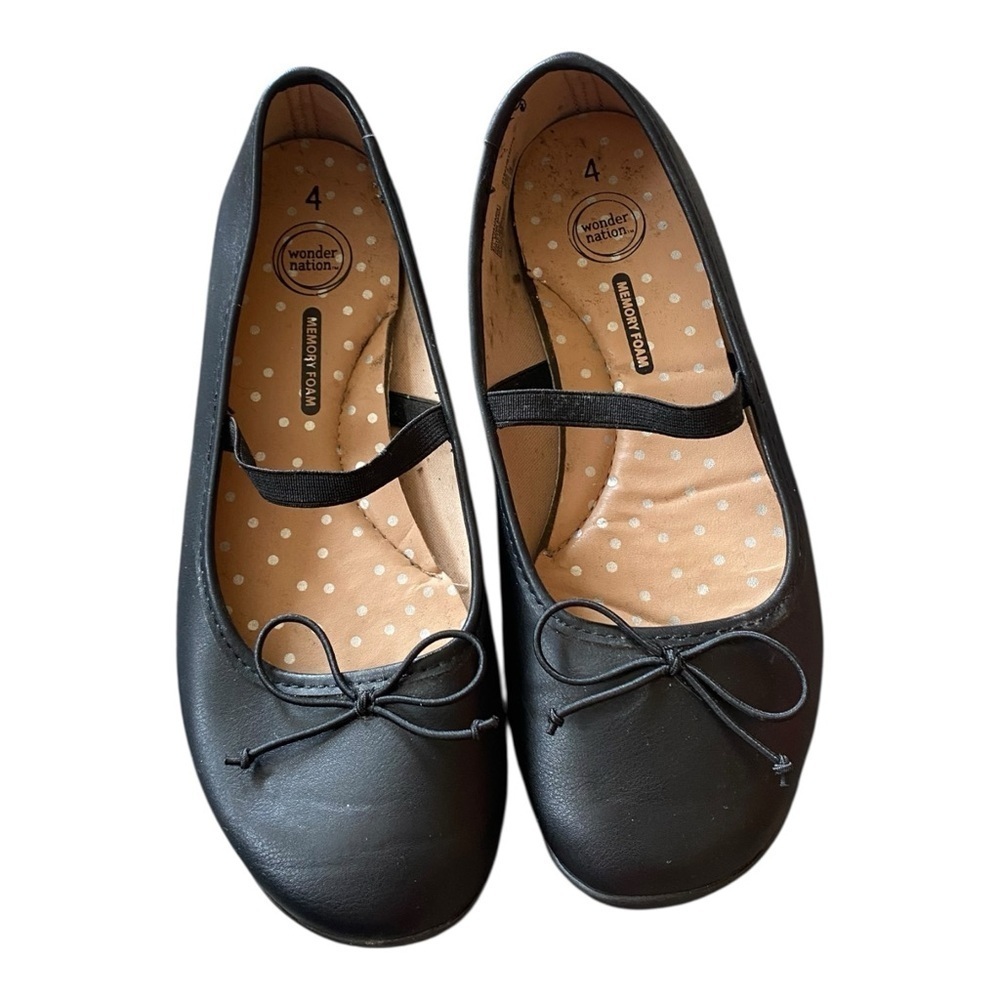 Wonder Nation Black Ballet Flats Girls Size 4 - Picture 1 of 5